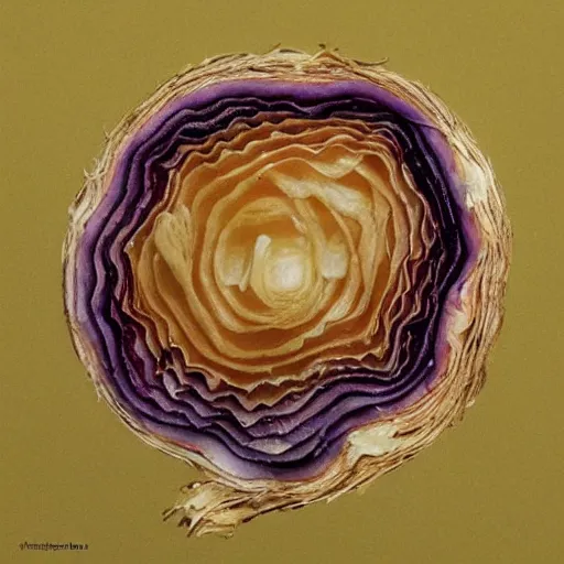 Image similar to The universe evolving causally depicted as layers on an onion