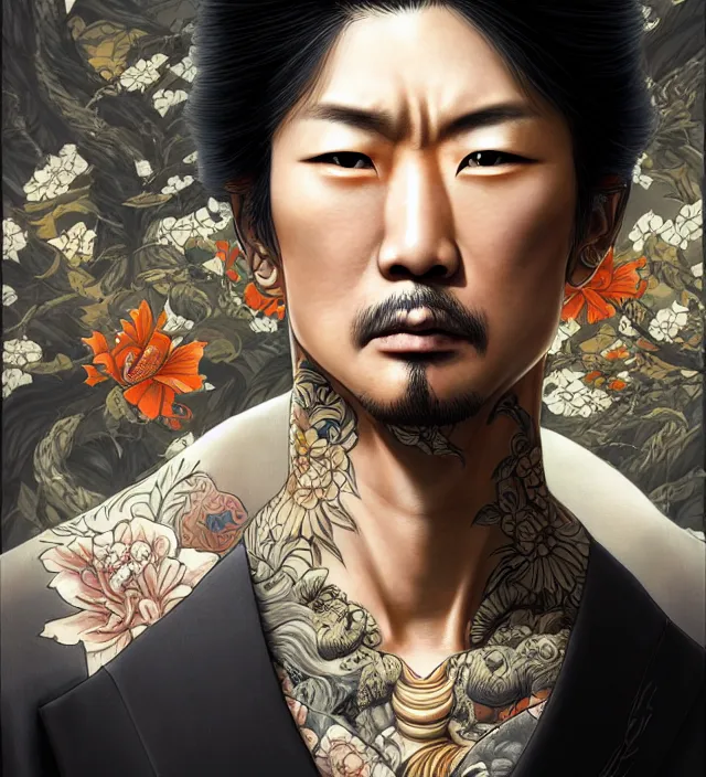 Image similar to *! weeding of a yakuza ab 2 3 de in tokyo _ 1 7 th century _ portrait | fantasy | highly detailed | trending on artstation | sharp focus : art by artgerm, greg rutkowsky, magali villeneuve, ayami kojima, amano