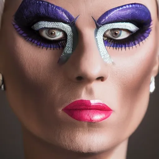 Prompt: close up face portrait a drag queen in soviet pioneer movement