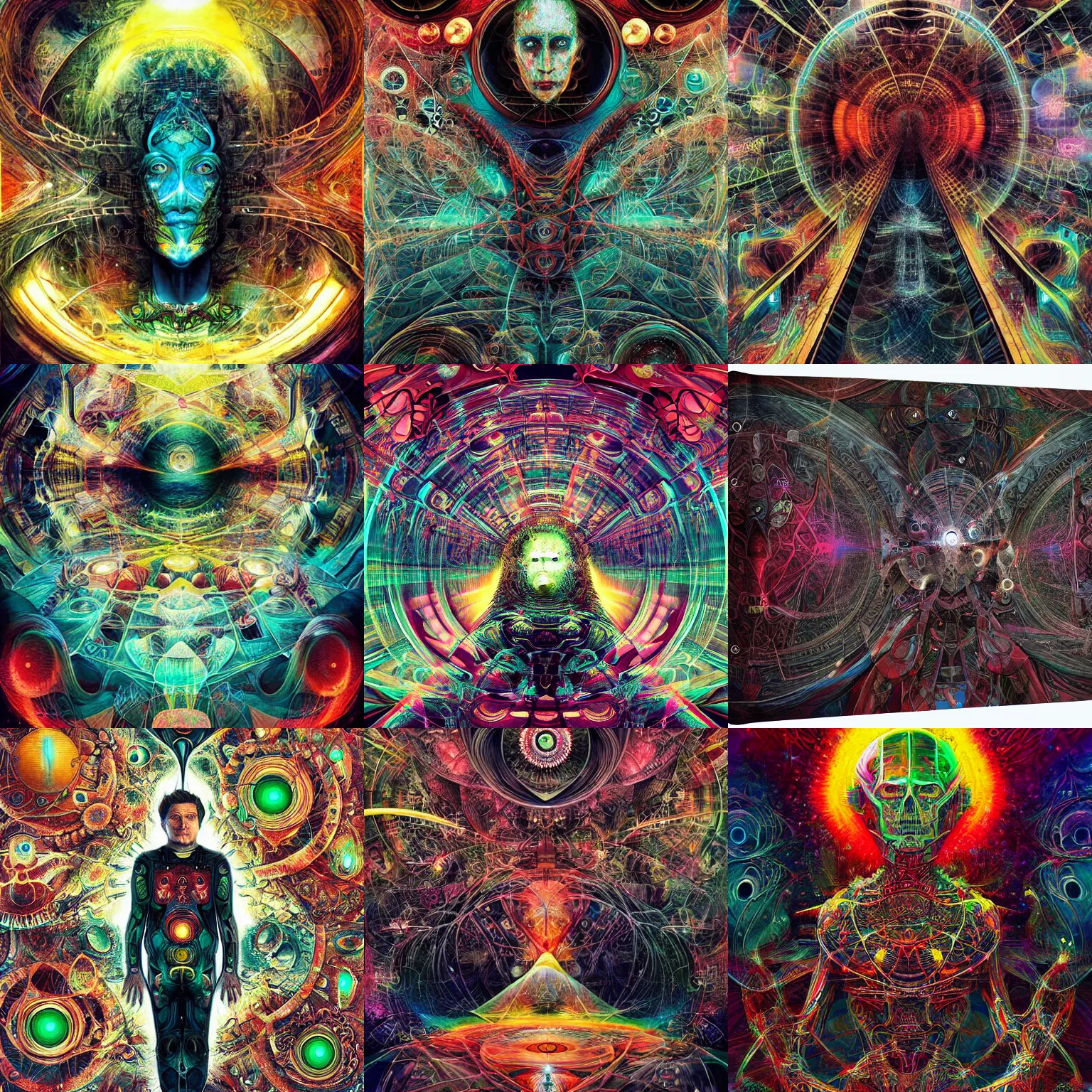 Prompt: the end of time space, quantum realm of sanskara, hyperbolic symmetrical, android jones