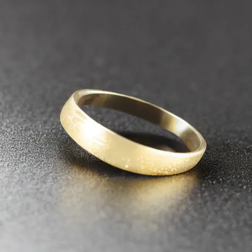 Image similar to very thin gold wedding ring, water texture on the ring, white background