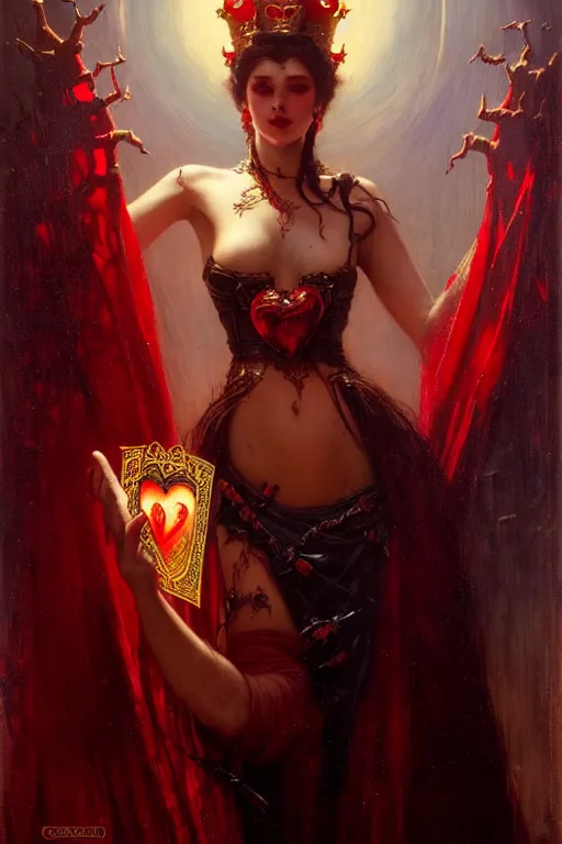 Image similar to the queen of hearts, dark fantasy by gaston bussiere, bayard wu, greg rutkowski, giger, maxim verehin