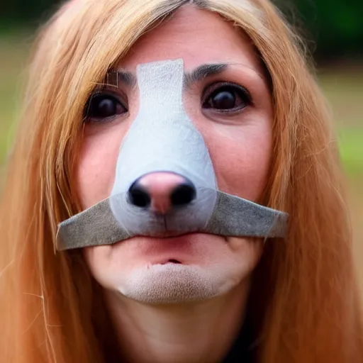 Image similar to woman who has a dog snout on her face