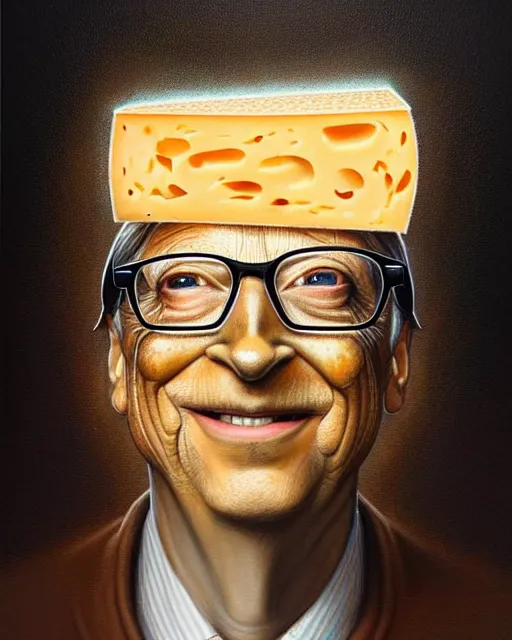 Image similar to detailed portrait of bill gates cheese!! grater!!! shredded by tomasz alen kopera and peter mohrbacher and johanna martine! and margaret keane! coherent luminescent