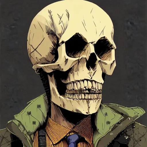Image similar to delirium anime skull face portrait by petros afshar, tom whalen, laurie greasley, war face by greg rutkowski