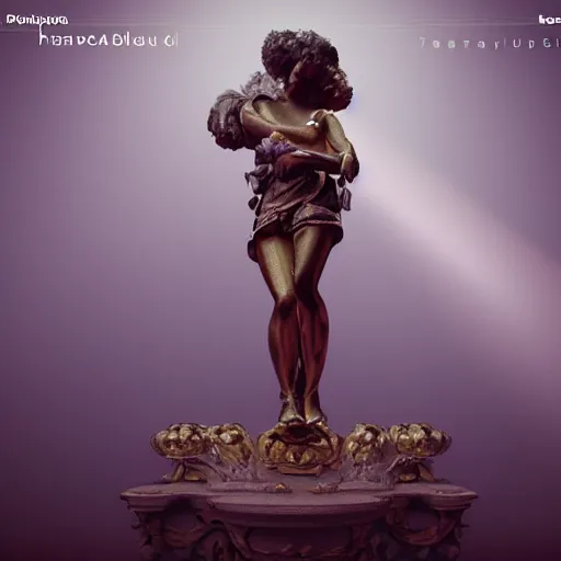 Image similar to baroque vaporwave statue, trending on art station, 4k UHD, 8k, painting illustration, high detail, rendered in unreal engine, 3d render, god rays, volumetric lighting, award winning, photorealistic, Peter Stephens