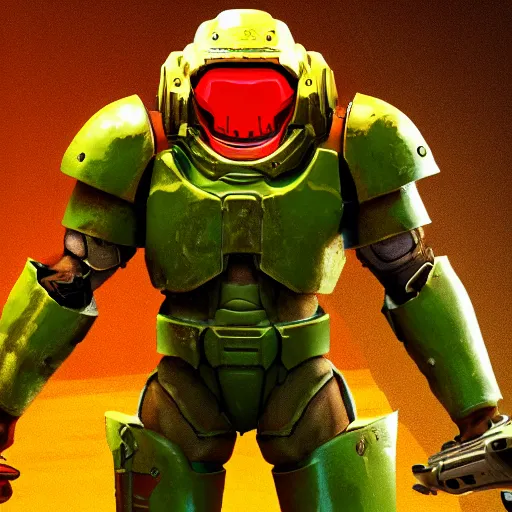 Image similar to Jerma985 as Doomguy, 1080p 4K resolution, photorealistic, cinematic lighting, highly detailed