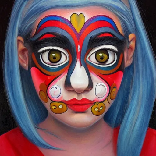 Image similar to a girl with elaborate face paint by aaron jasinski