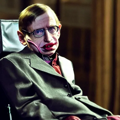 Image similar to stephen hawking as the joker, in the movie'the joker'