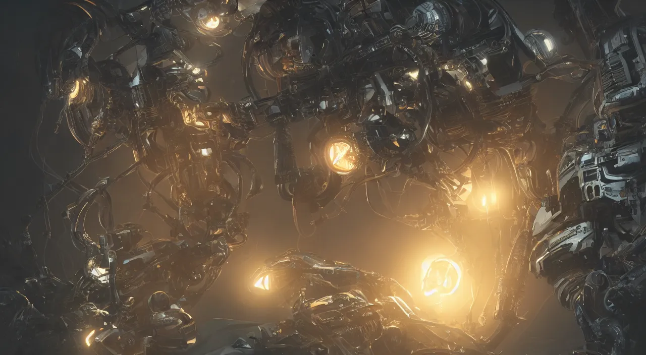 Prompt: concept art from love death robots, futuristic, ultra realistic, concept art, intricate details, highly detailed, photorealistic, glowing aura, raytracing, global illumination, octane render, 8 k