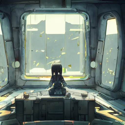 Prompt: Interior of a abandoned and derelict spaceship from the anime KonoSuba: God's Blessing on This Wonderful World , trending on artstation, girls last tour , highly detailed , 4K , 3D rendered with trayracing