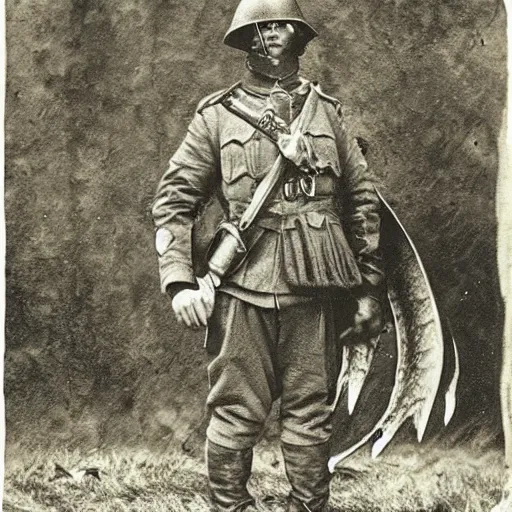 Image similar to fantasy dragons, world war 1, old photograph