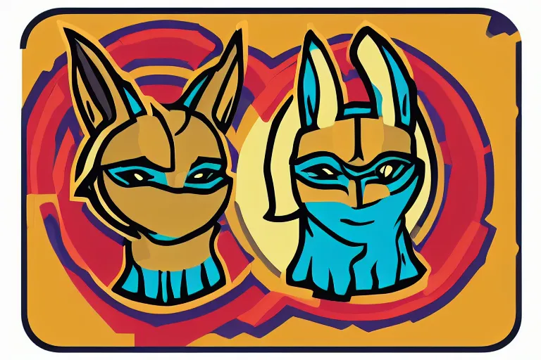 Image similar to a cute anubis god, digital art, iconic icon, 2 d vector logo, cartoon