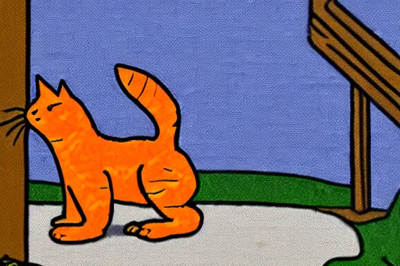 Image similar to a detailed panel of the comic heathcliff starring heathcliff the orange cat, award - winning crisp details