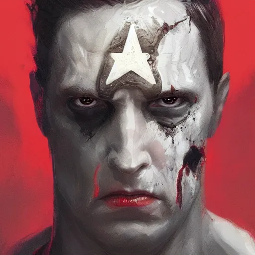 Prompt: A portrait of captain america, zombie, art by greg rutkowski, matte painting, trending on artstation