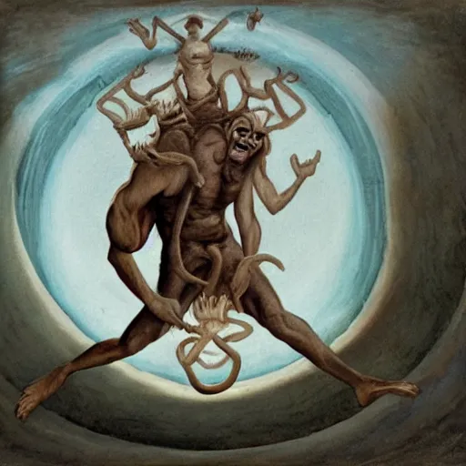 Image similar to Man arising from the ninth circle of hell