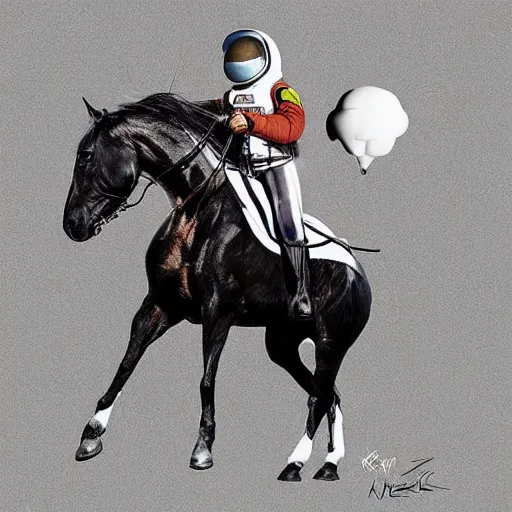 Image similar to a horse riding an astronaut, hyper - realistic, style by kezie demessance