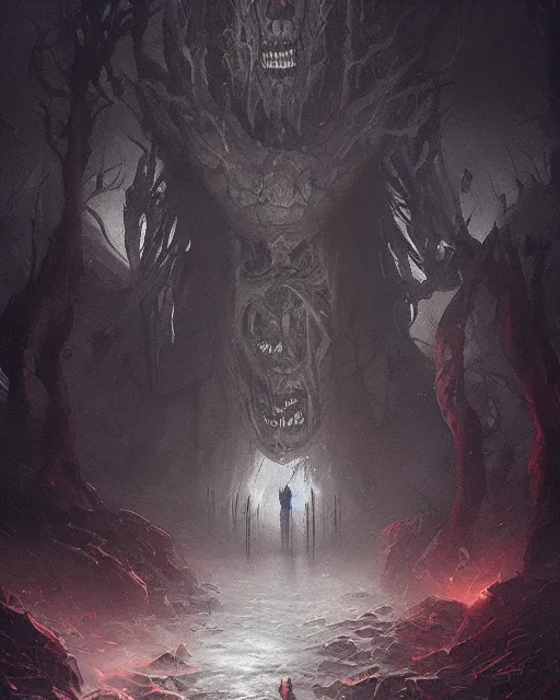 Image similar to a giant horrifying shadow spirit, fantasy horror painting by greg rutkowski and james gurney, trending on artstation, masterpiece, highly detailed, 8 k