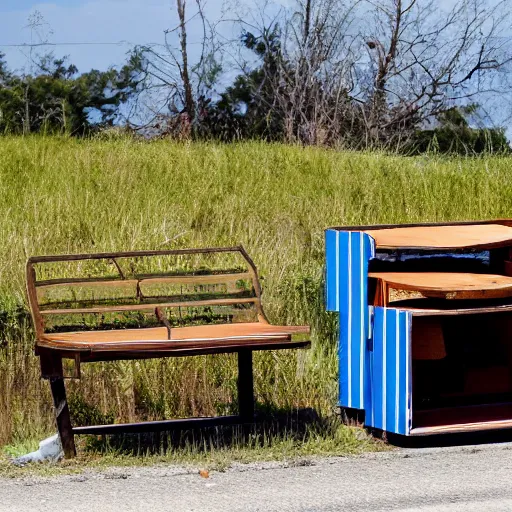 Image similar to furniture on the side of the road,