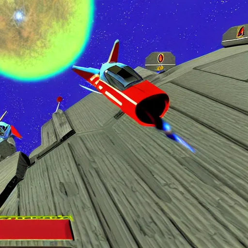 Image similar to a screenshot of star fox 64