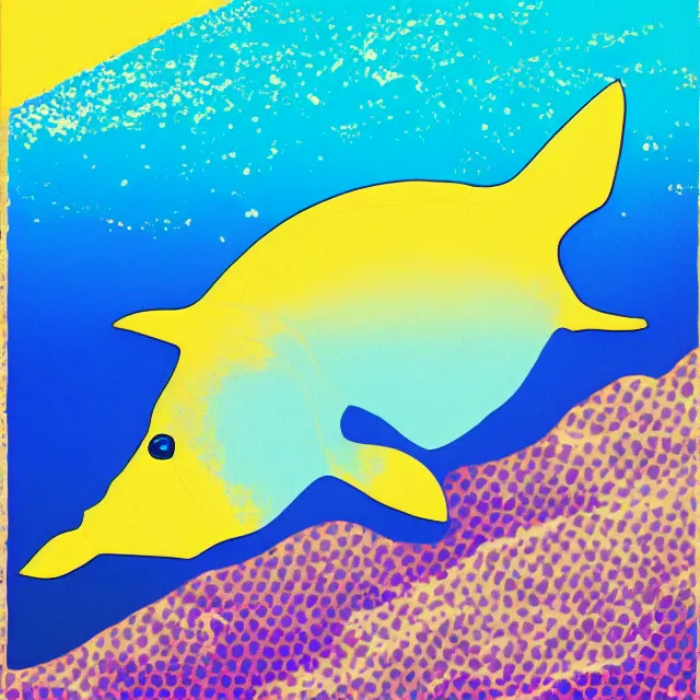 Image similar to ocean sunfish lying on the waves and thinking about life. pop art, pastel color scheme.