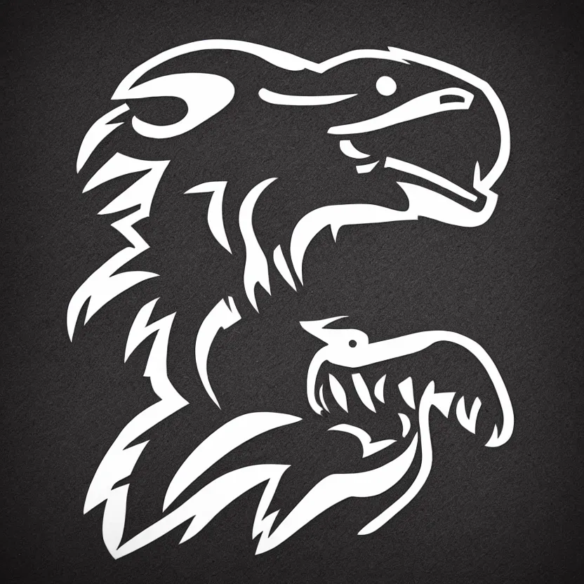 Image similar to Sketch of a velociraptor playing hockey, sports logo, black and white