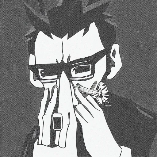 Image similar to gendo ikari smoking a joint, 5 5 mm