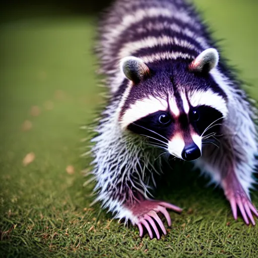 Image similar to racoon wearing tracksuit, plushie photography,