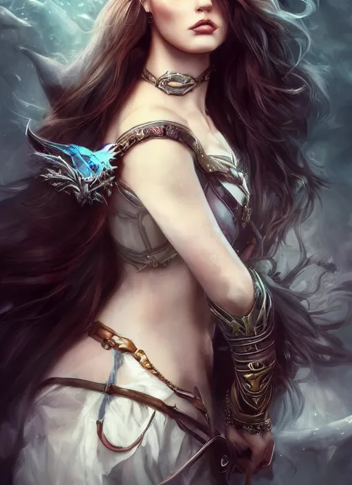 Image similar to a beautiful woman paladin with cloack, 8 k, sensual, hyperrealistic, hyperdetailed, beautiful face, long hair windy, dark fantasy, fantasy portrait by laura sava