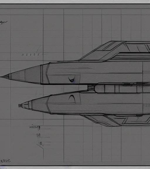 Image similar to a pencil drawing of a spaceship. concept art, blueprint. - w 7 0 0