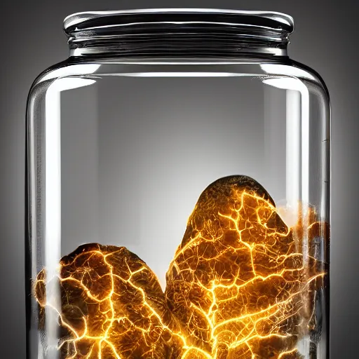 Prompt: lightning in a jar,close-up,highly detailed,lots of detail,realistic,real photograph,professional photograph,,professional lighting,3 point lighting,8k