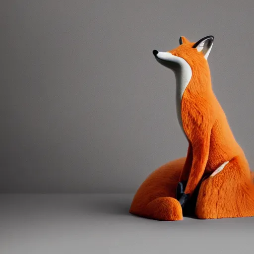 Image similar to a chair designed after a fox, advertising photography