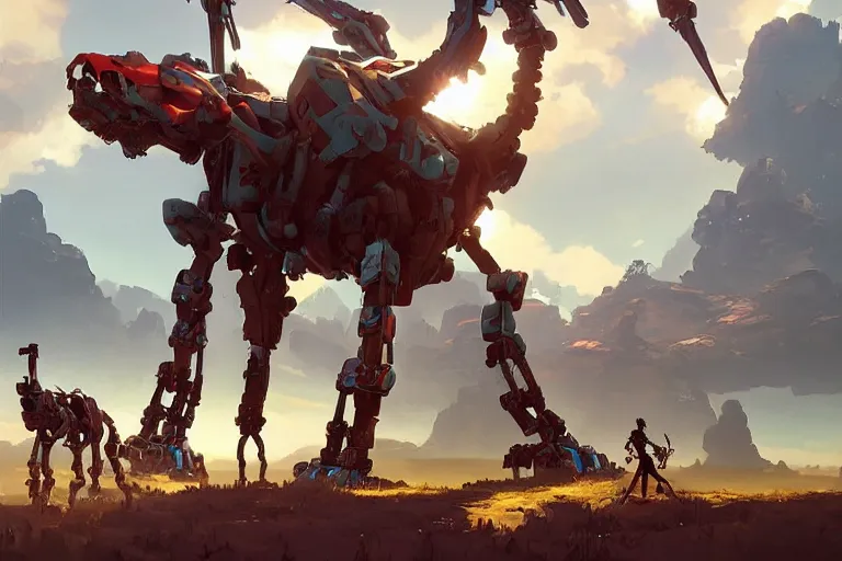 Image similar to longleg machine mecha animal beast robot of horizon forbidden west horizon zero dawn bioluminiscence, behance hd by jesper ejsing, by rhads, makoto shinkai and lois van baarle, ilya kuvshinov, rossdraws global illumination