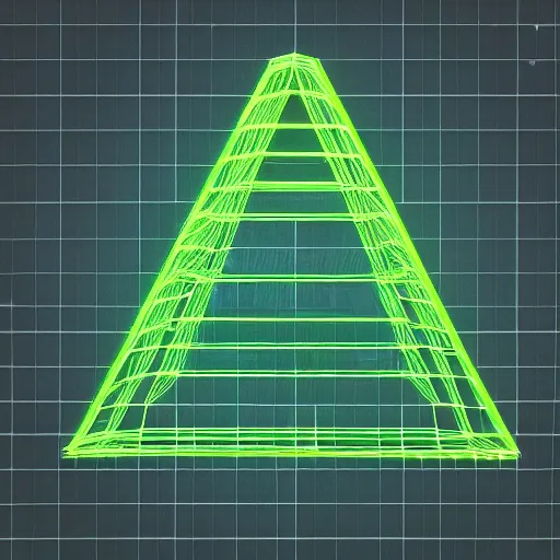 Image similar to neon wireframe 3 d pyramid vaporwave style
