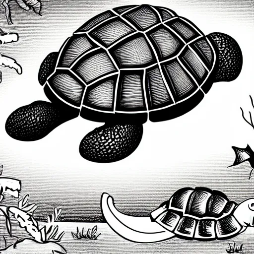 Image similar to storybook illustration of a turtle hamburger, storybook illustration, monochromatic