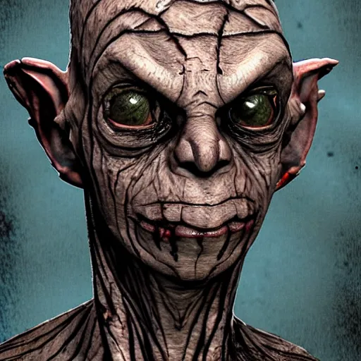 Prompt: Gollum as pinhead from dead by daylight