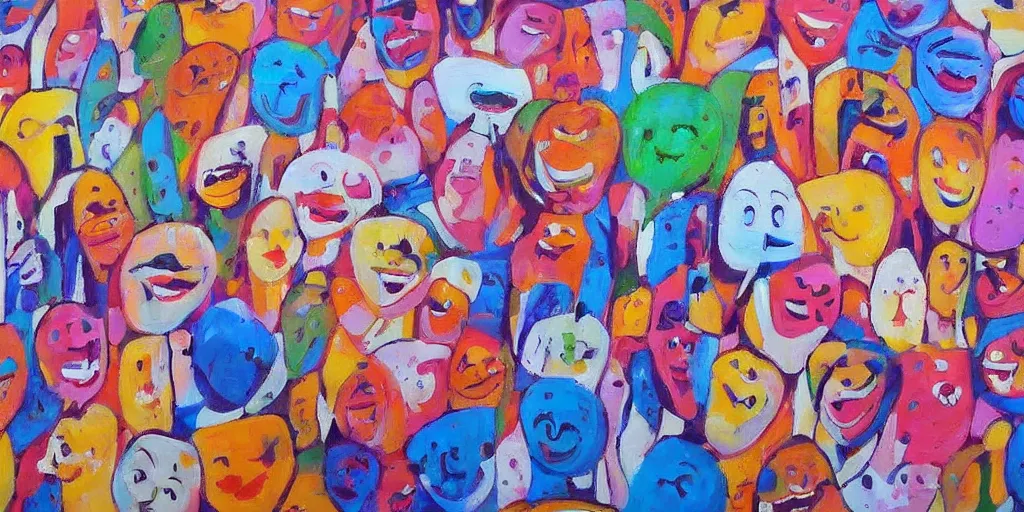 Prompt: detailed modern painting of smiles