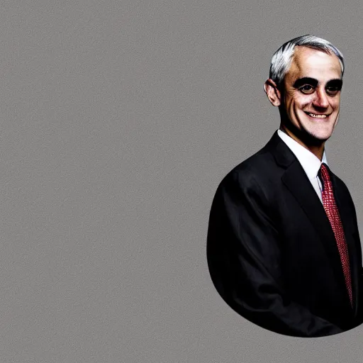 Image similar to digital portrait of secretary of denis mcdonough face, glowing eyes, light shining from eyes, evil laugh, menacing, villain, clean lines, clean ink