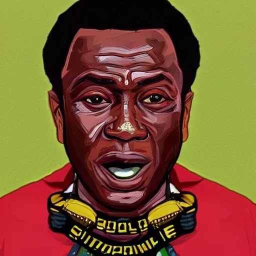Image similar to portrait of pele in the style of gta