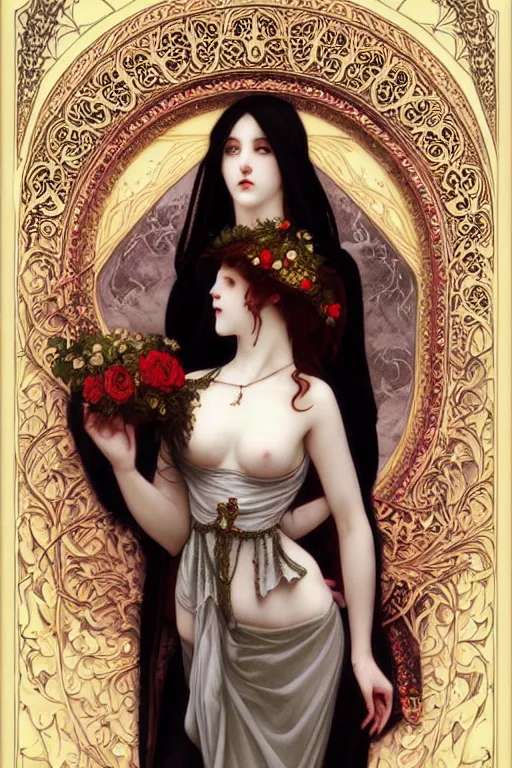 Image similar to majestic gothic vampire porcelain skin girl movie poster, art style by edmund leighton, artgerm, alphonse mucha, graffiti street art, iconic, masterpiece, organic painting, hard edges, ornate and hyper detailed