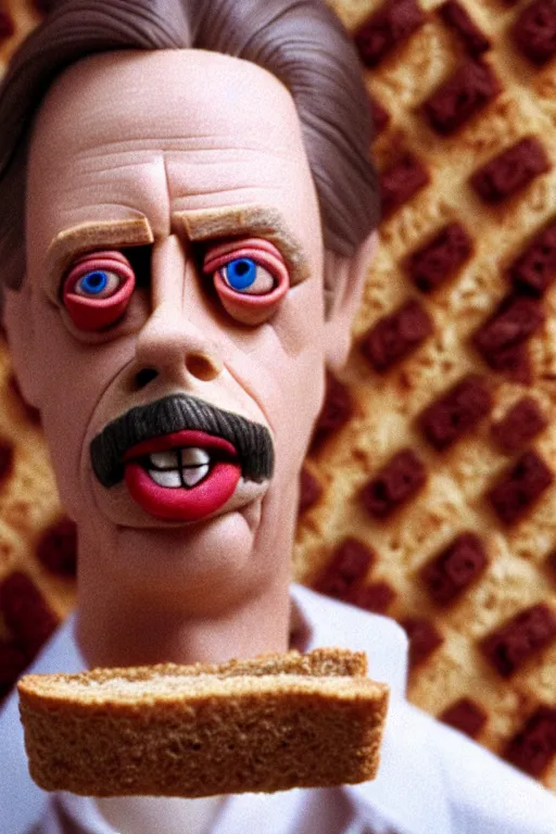 Image similar to film still of steve buscemi made out of bread in the royal tenenbaums, 4 k