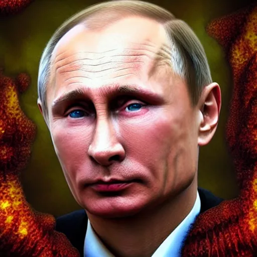 Image similar to vladimir putin became bloody ugly worm, photo - realistic, color image, 2 k, highly detailed, bodyhorror, occult art