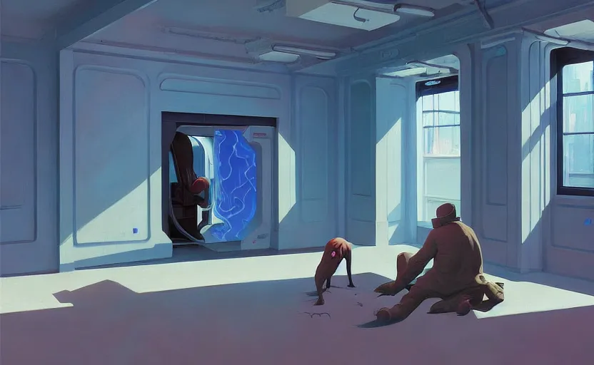 Prompt: inside a time machine portal to the space, very coherent, painted by Edward Hopper, Wayne Barlowe, painted by James Gilleard, airbrush, art by JamesJean