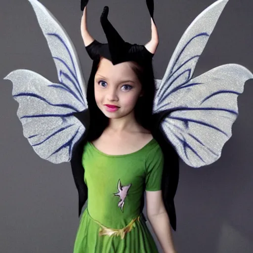 Image similar to fairy with wings, similar to maleficent, cartoon style