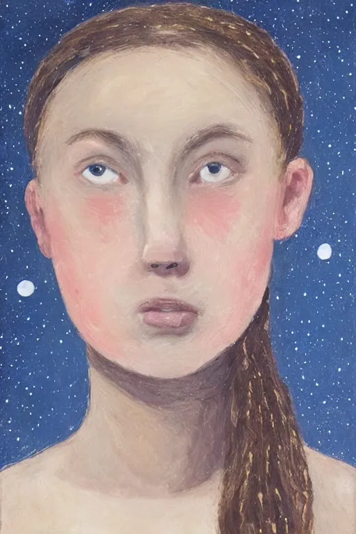 Image similar to portrait of a girl with a stars constellation instead of hair