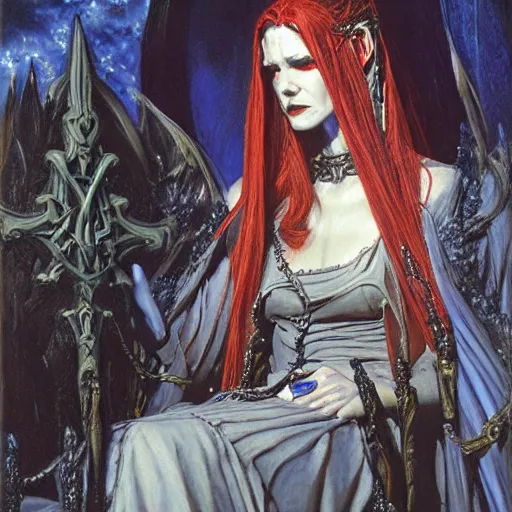 Prompt: vampire priestess, by donato giancola and berthold woltze.