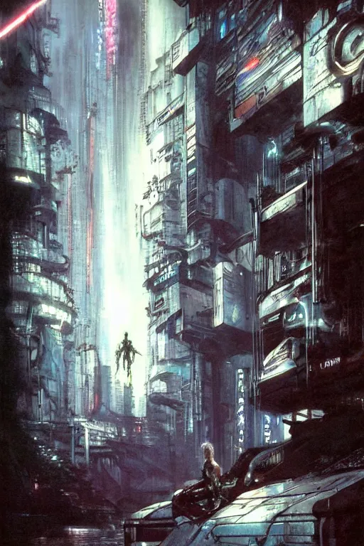 Prompt: cyberpunk 2 0 7 7, painted by luis royo