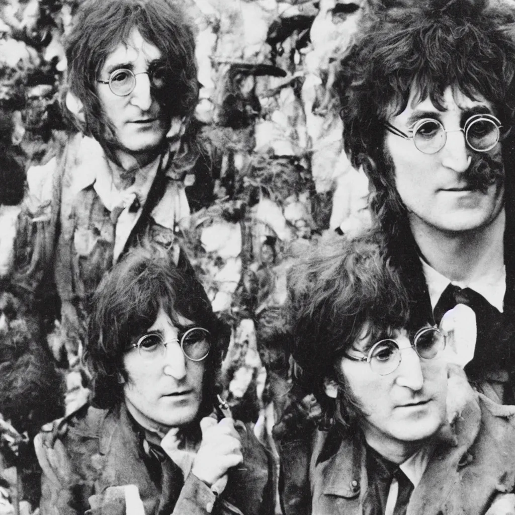 Prompt: john lennon on weens album cover the pod