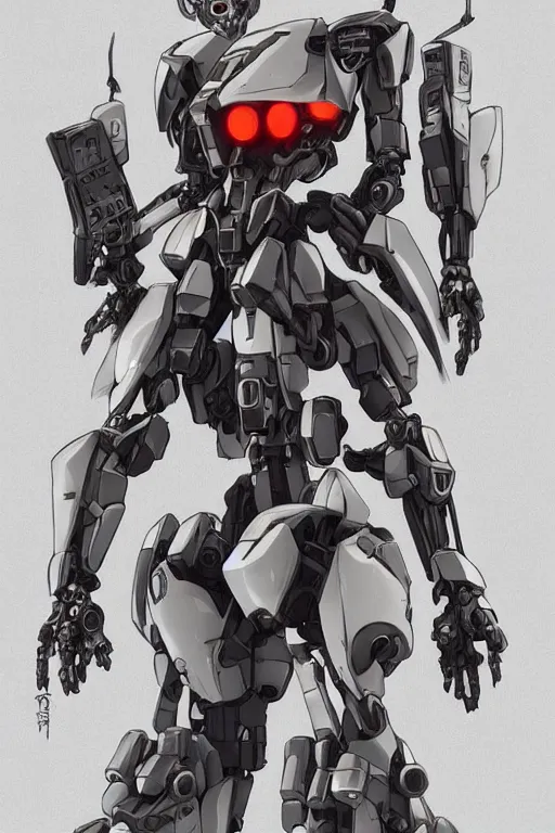 Image similar to full body illustration!! a female mecha with hollow skull eyes, very symmetrical face!! highly detailed, by yoji shinkawa, by kenny carmody, by ryouta otsuka, by hideyuki ashizawa, by marc nagel, by arknect, transformers cinematic universe, deviantart, artstation, pinterest, unreal engine