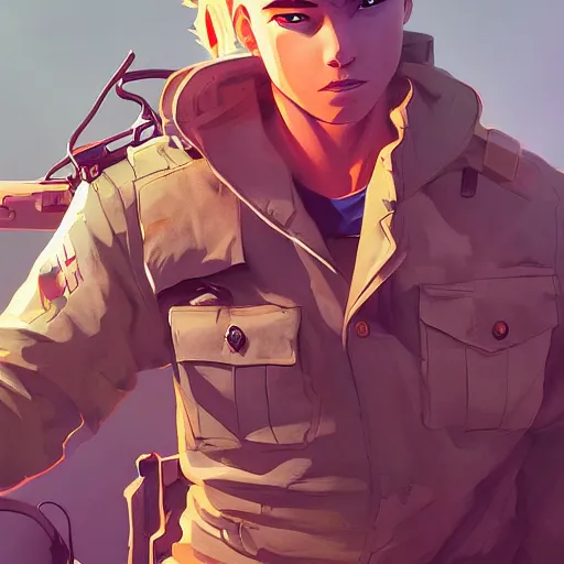 Image similar to hero world full metal jacket 1 9 8 7, behance hd by jesper ejsing, by rhads, makoto shinkai and lois van baarle, ilya kuvshinov, rossdraws global illumination